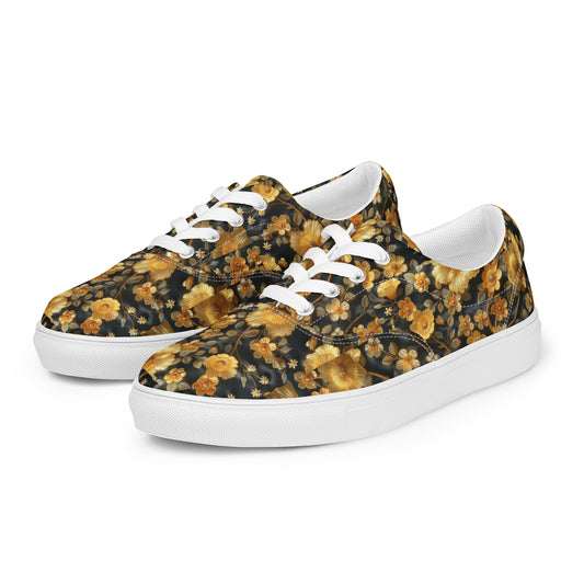 Gold flower Women’s lace-up canvas shoes
